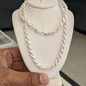 925 Sterling silver Rope chain 6mm 24 inches